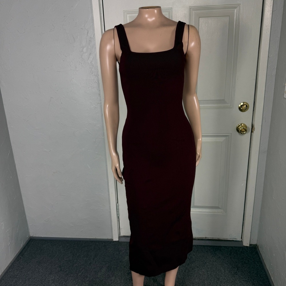 NEW COS Women's Dress Small Knitted Tube Bodycon Burgundy Sleeveless F4-23